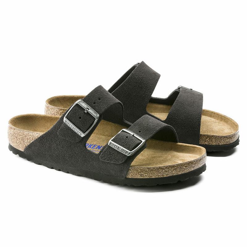 Arizona Birkenstock Soft Footbed Velvet Grey Semisove Panske Siva | SK 320TCE